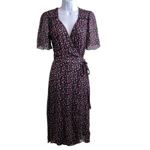The Kooples Floral Midi Dress - Black and Pink